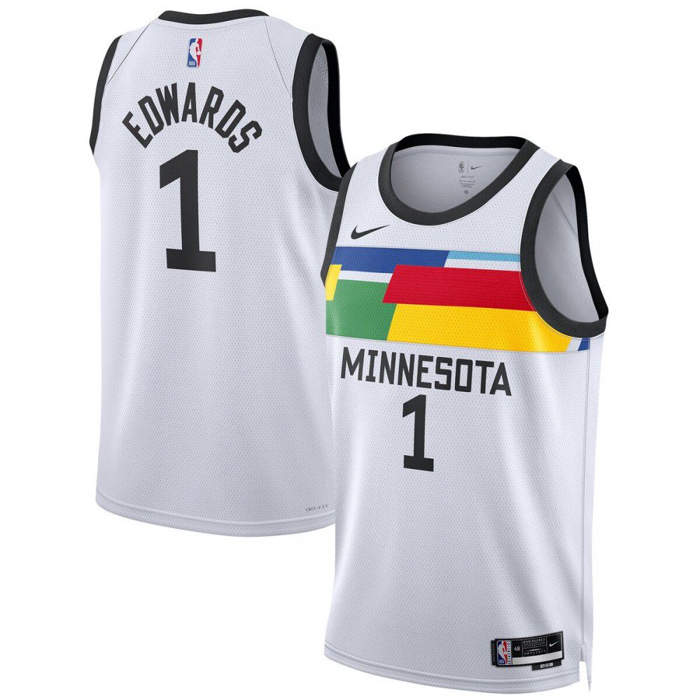 Anthony Edwards Minnesota Timberwolves Unisex 2022/23 Swingman Jersey - City Edition - White-Pro Kit Vault | Brand New 26/27 Sports Jerseys